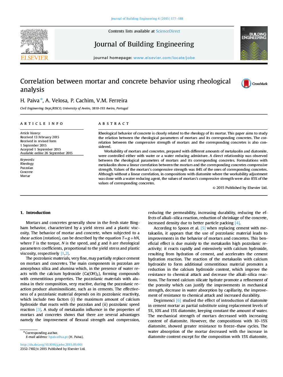 Correlation between mortar and concrete behavior using rheological analysis