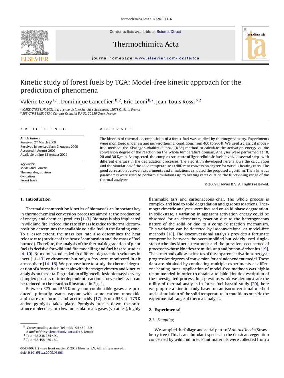 عکس صفحه اول مقاله: Kinetic study of forest fuels by TGA: Model-free kinetic approach for the prediction of phenomena Kinetic study of forest fuels by TGA: Model-free kinetic approach for the prediction of phenomena