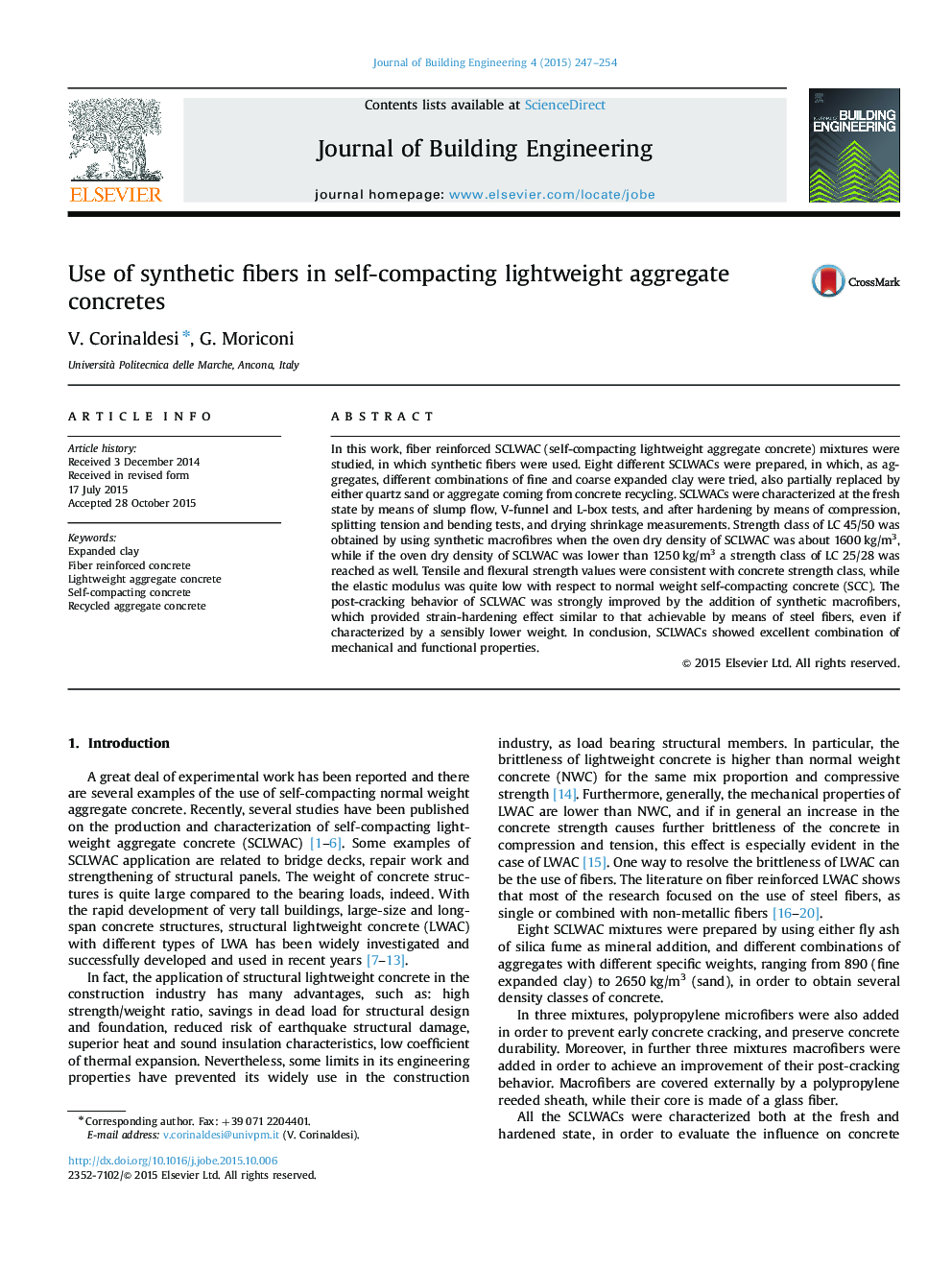 Use of synthetic fibers in self-compacting lightweight aggregate concretes