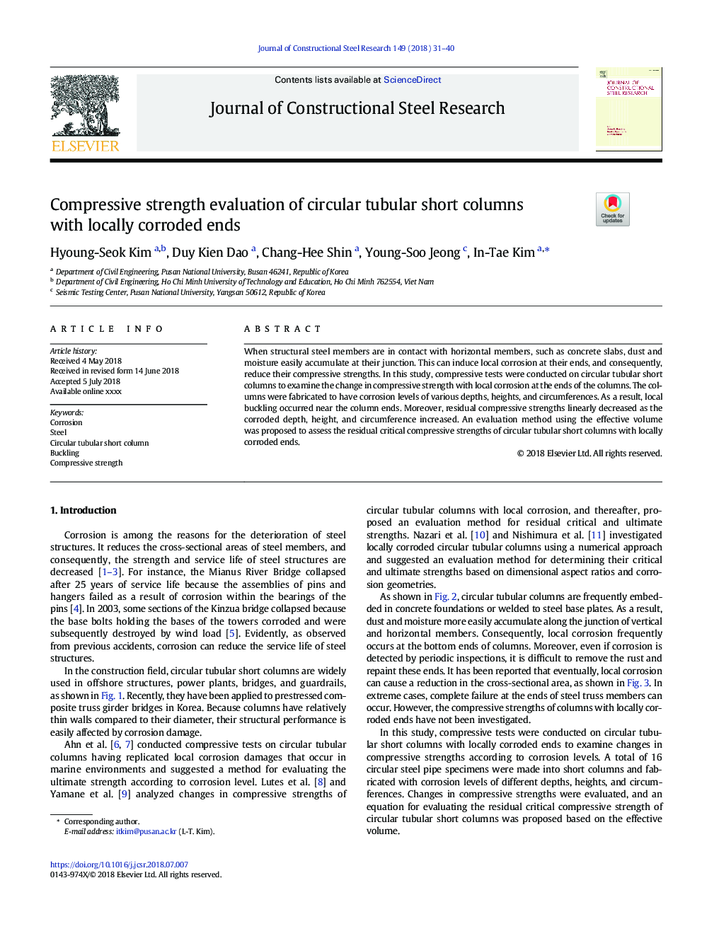 Compressive strength evaluation of circular tubular short columns with locally corroded ends