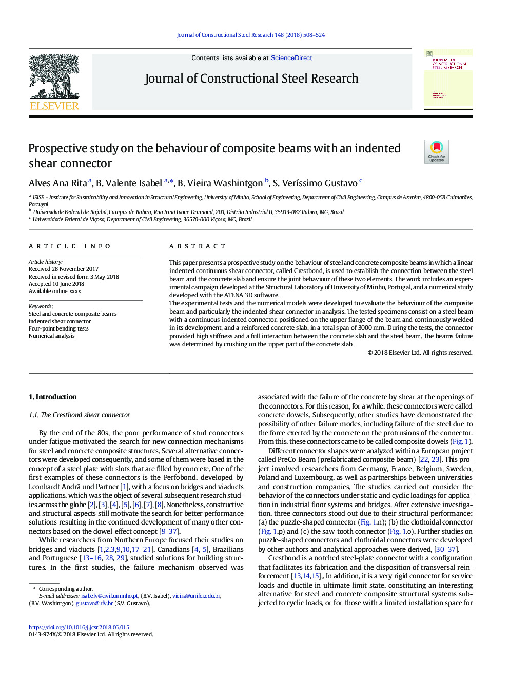 Prospective study on the behaviour of composite beams with an indented shear connector
