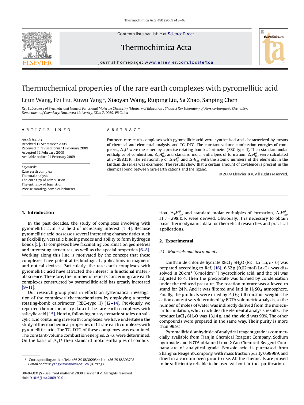 Thermochemical properties of the rare earth complexes with pyromellitic acid