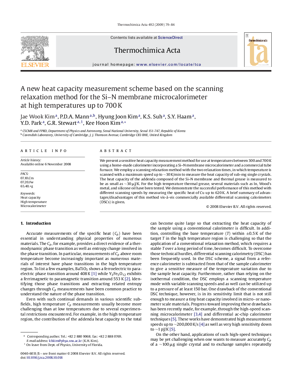 A new heat capacity measurement scheme based on the scanning relaxation method for the Si–N membrane microcalorimeter at high temperatures up to 700 K