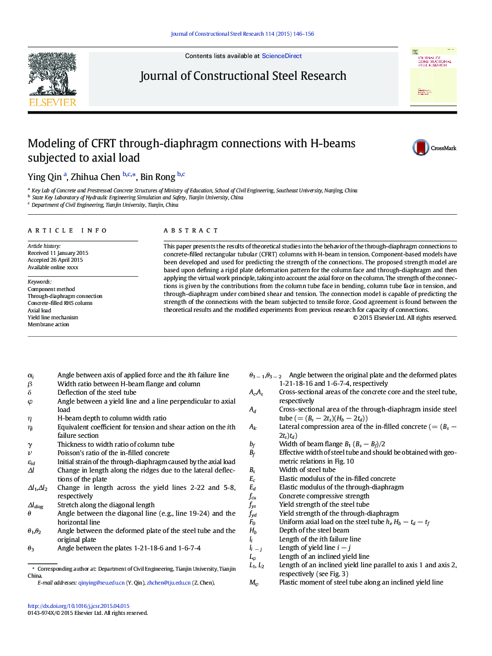 Modeling of CFRT through-diaphragm connections with H-beams subjected to axial load