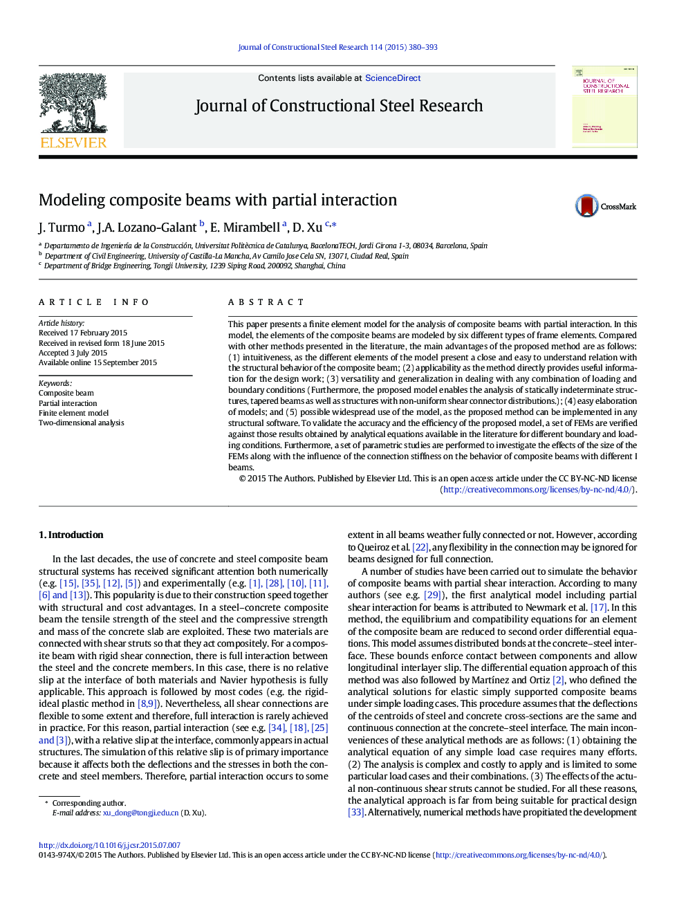 Modeling composite beams with partial interaction