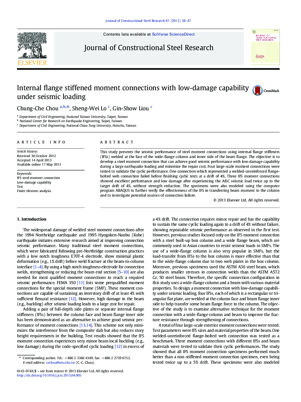 Internal flange stiffened moment connections with low-damage capability under seismic loading