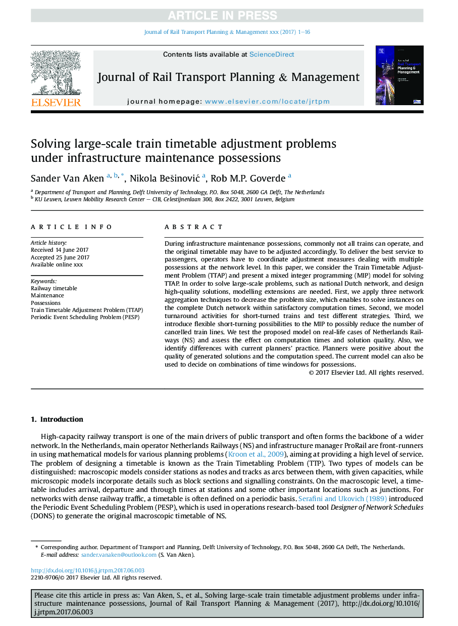 Solving large-scale train timetable adjustment problems under infrastructure maintenance possessions