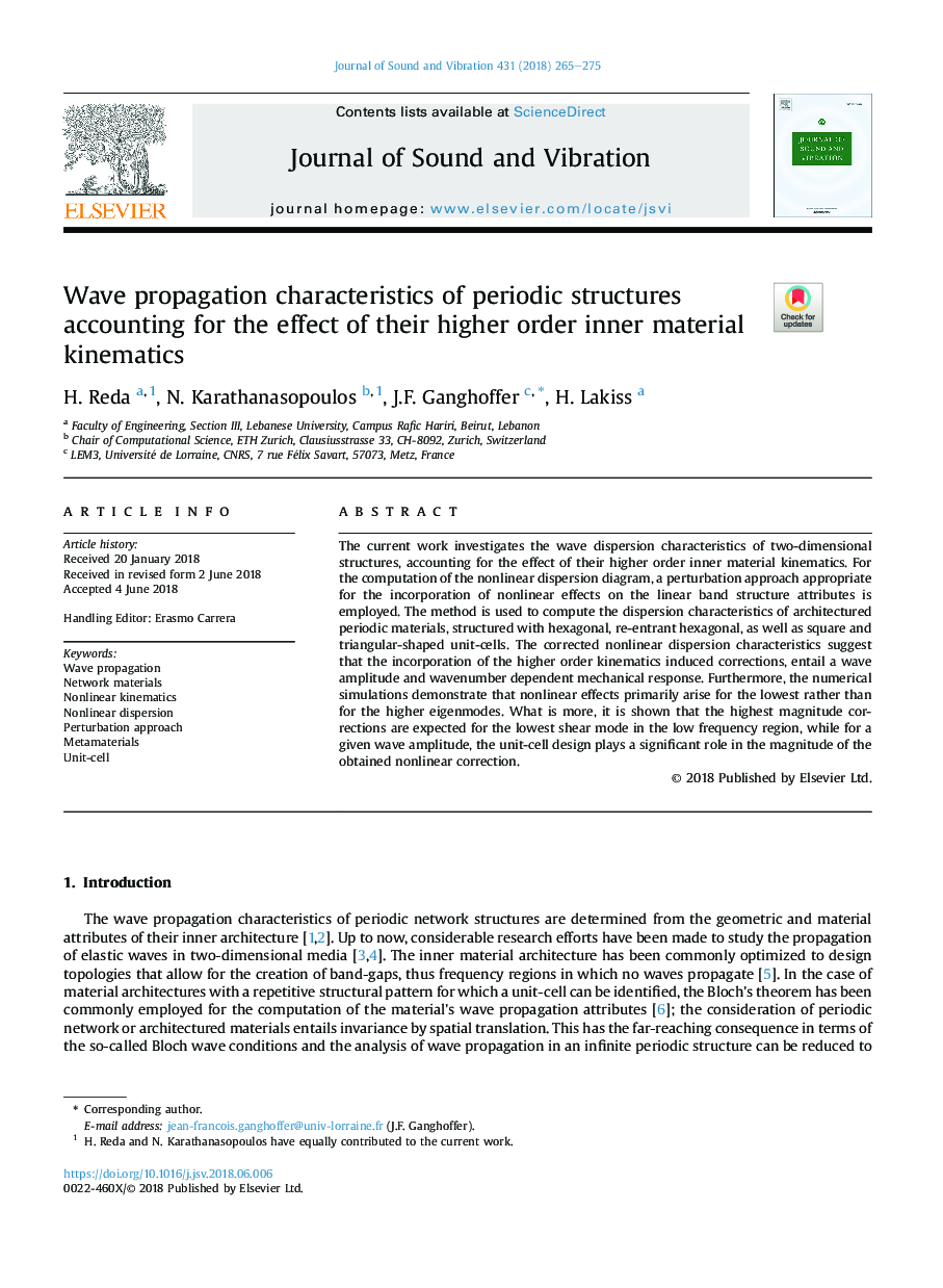 Wave propagation characteristics of periodic structures accounting for the effect of their higher order inner material kinematics