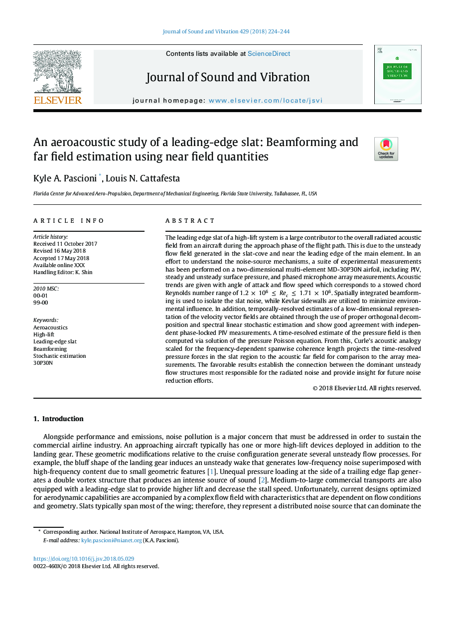 An aeroacoustic study of a leading-edge slat: Beamforming and far field estimation using near field quantities