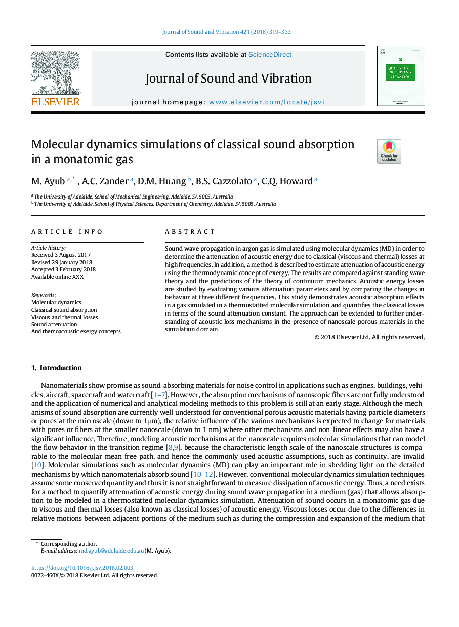 Molecular dynamics simulations of classical sound absorption in a monatomic gas