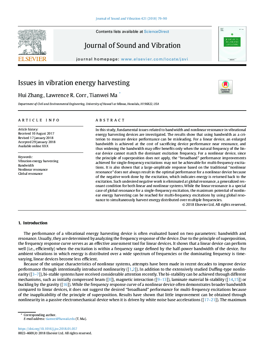 Issues in vibration energy harvesting