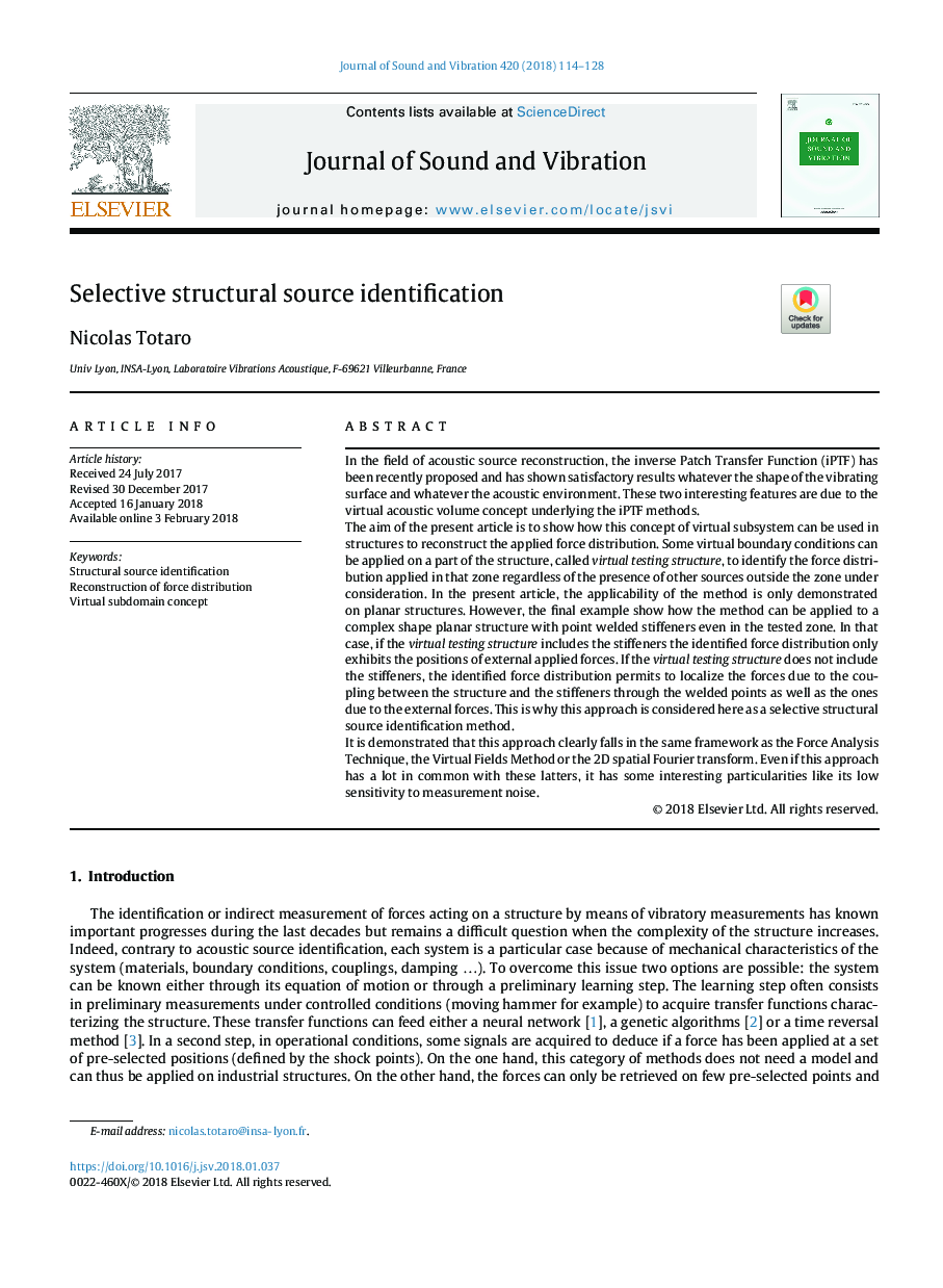 Selective structural source identification