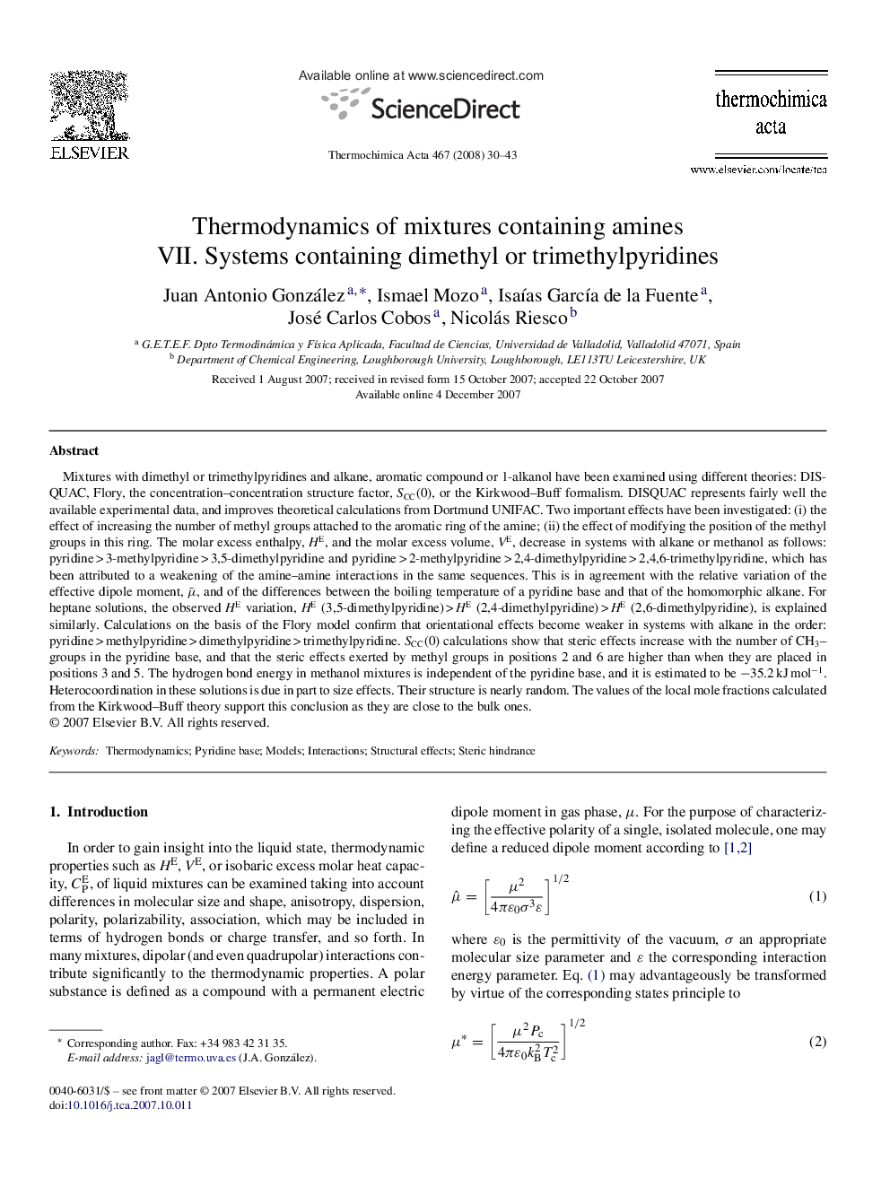 Thermodynamics of mixtures containing amines: VII. Systems containing dimethyl or trimethylpyridines