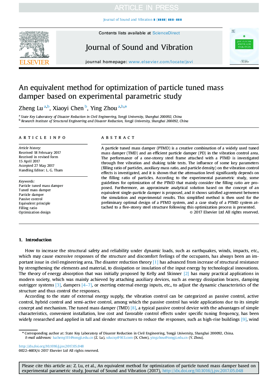 An equivalent method for optimization of particle tuned mass damper based on experimental parametric study