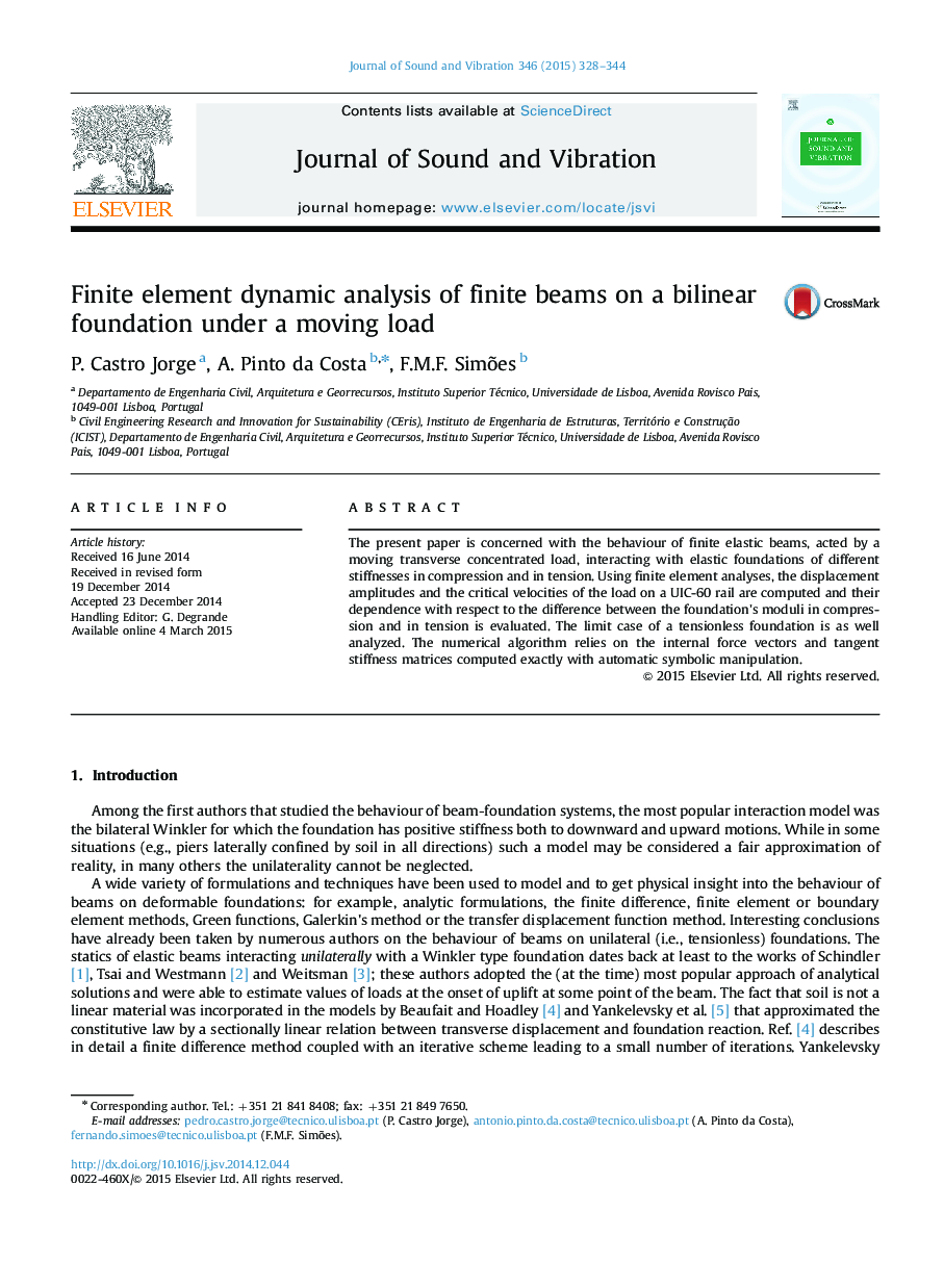 Finite element dynamic analysis of finite beams on a bilinear foundation under a moving load