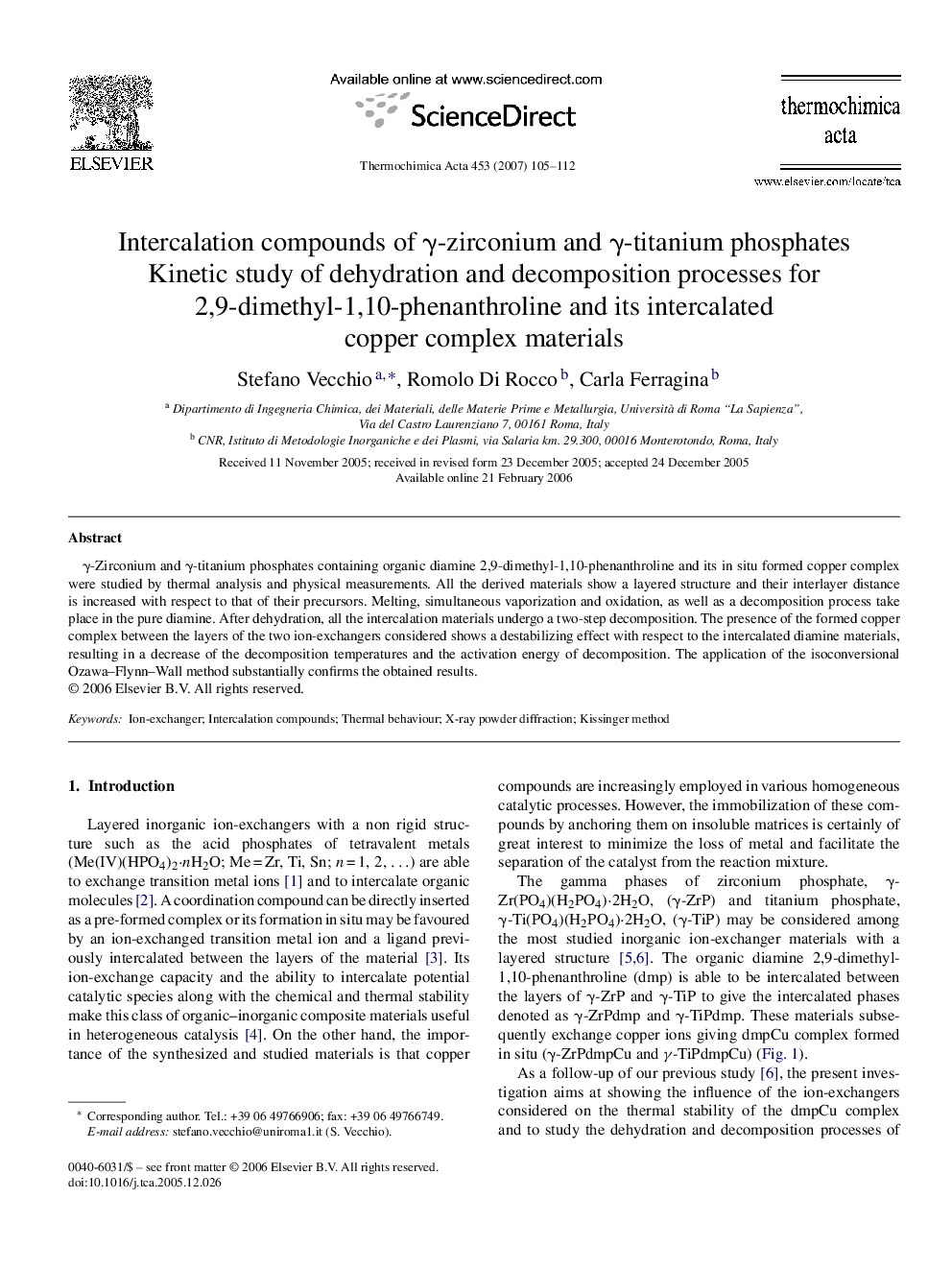 Intercalation compounds of Î³-zirconium and Î³-titanium phosphates