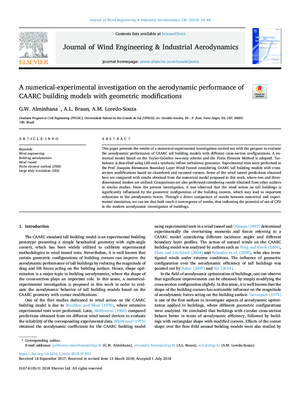 A numerical-experimental investigation on the aerodynamic performance of CAARC building models with geometric modifications