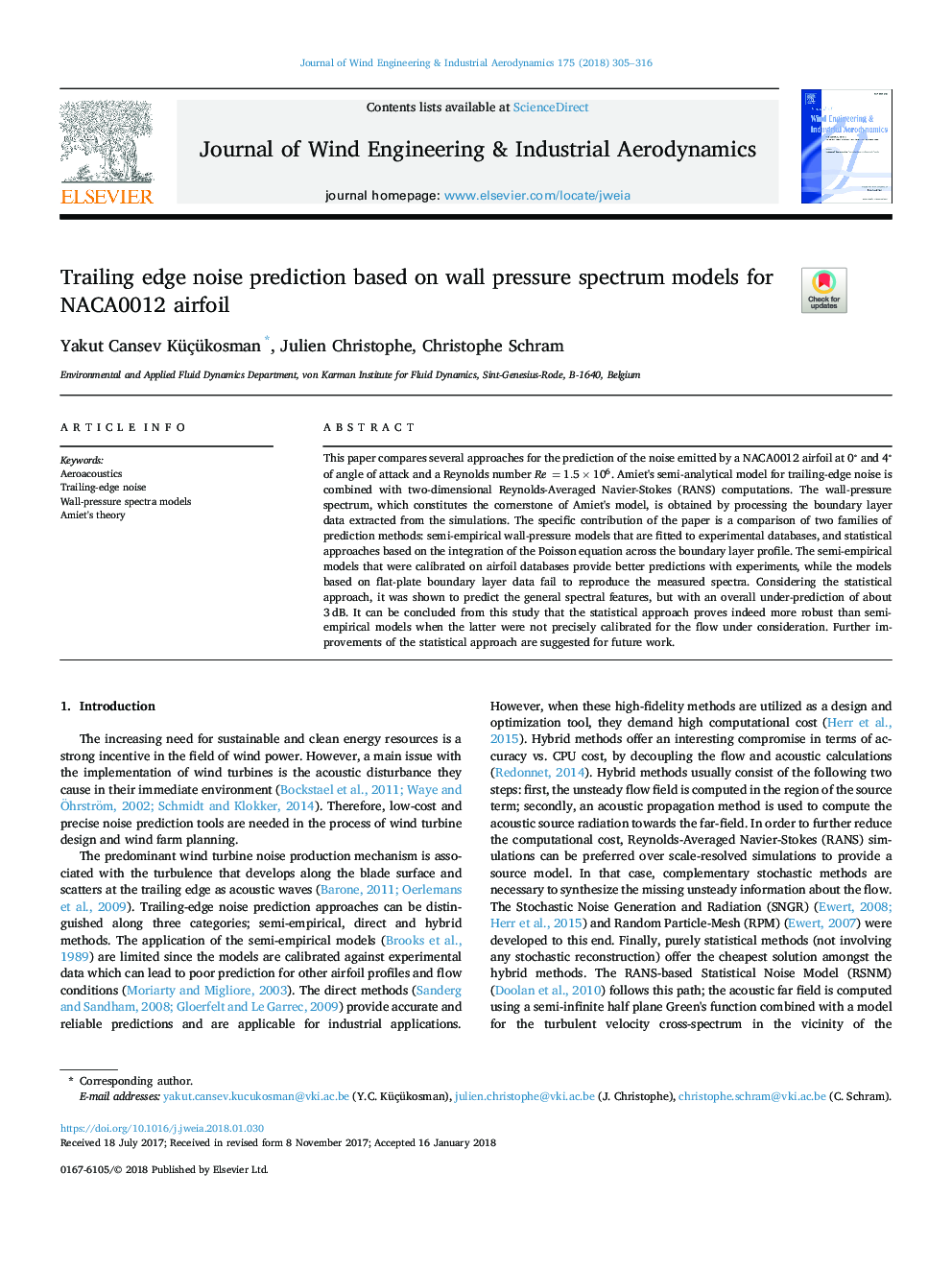 Trailing edge noise prediction based on wall pressure spectrum models for NACA0012 airfoil