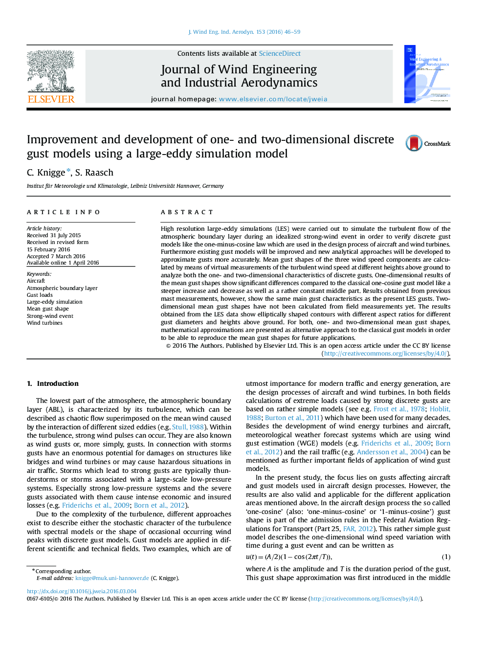 Improvement and development of one- and two-dimensional discrete gust models using a large-eddy simulation model