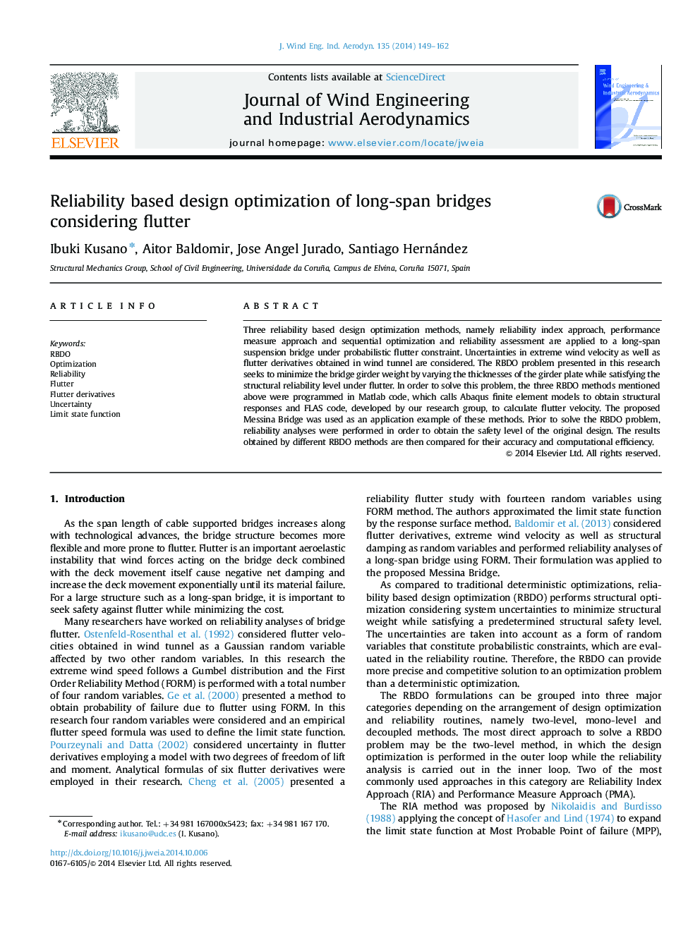 Reliability based design optimization of long-span bridges considering flutter