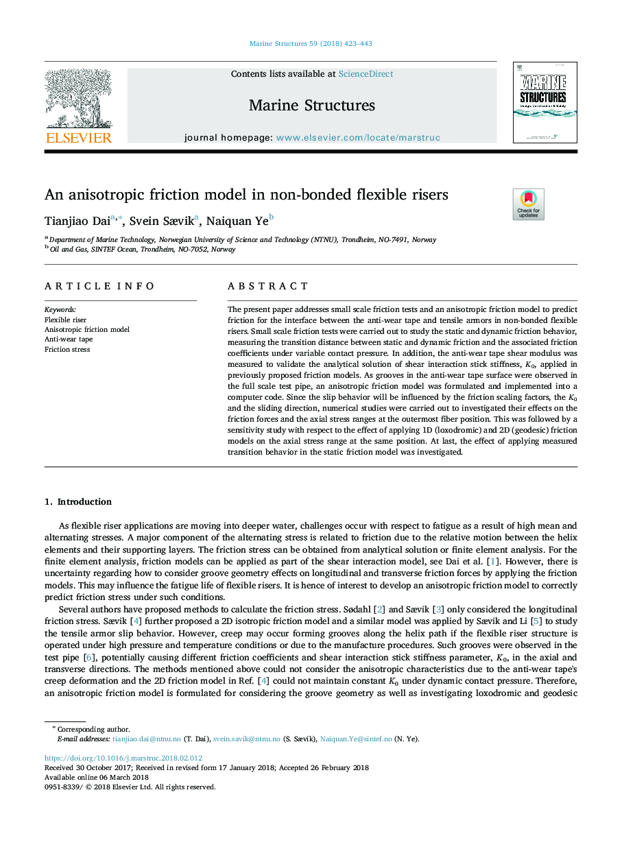 An anisotropic friction model in non-bonded flexible risers