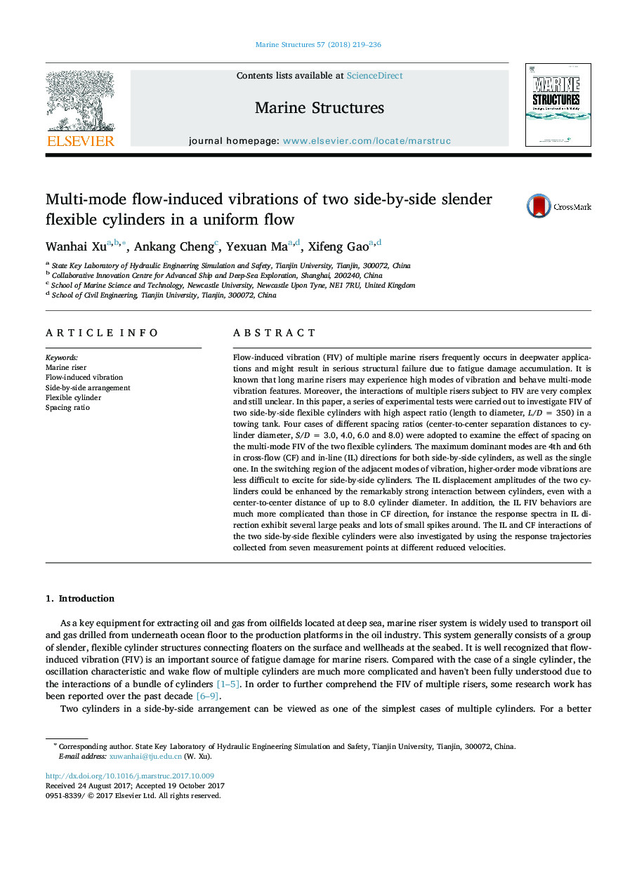 Multi-mode flow-induced vibrations of two side-by-side slender flexible cylinders in a uniform flow