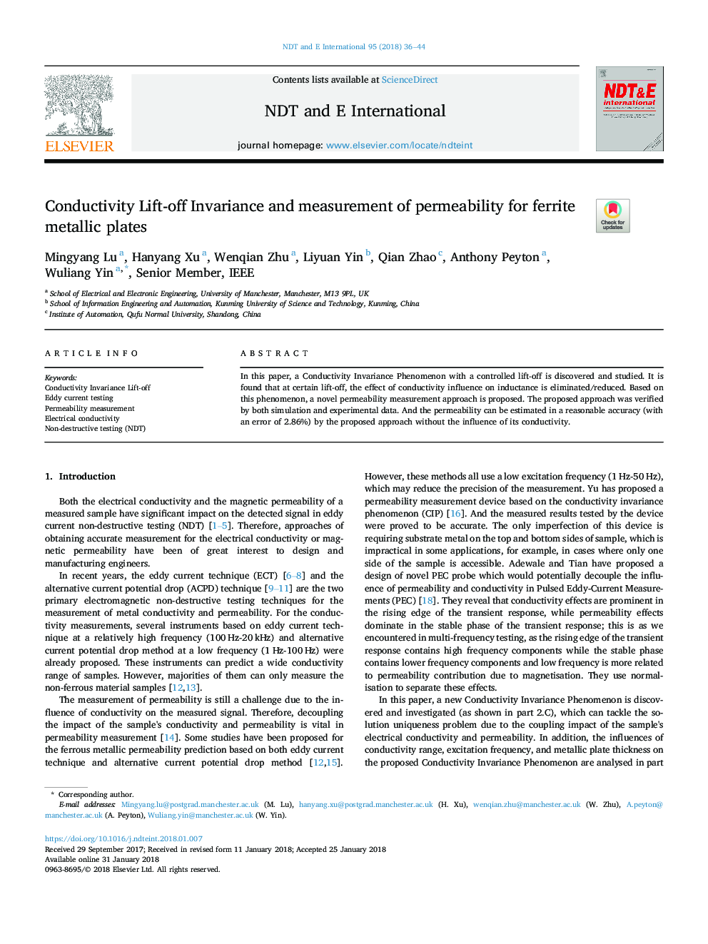 Conductivity Lift-off Invariance and measurement of permeability for ferrite metallic plates