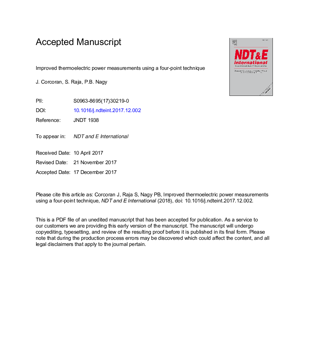 Improved thermoelectric power measurements using a four-point technique