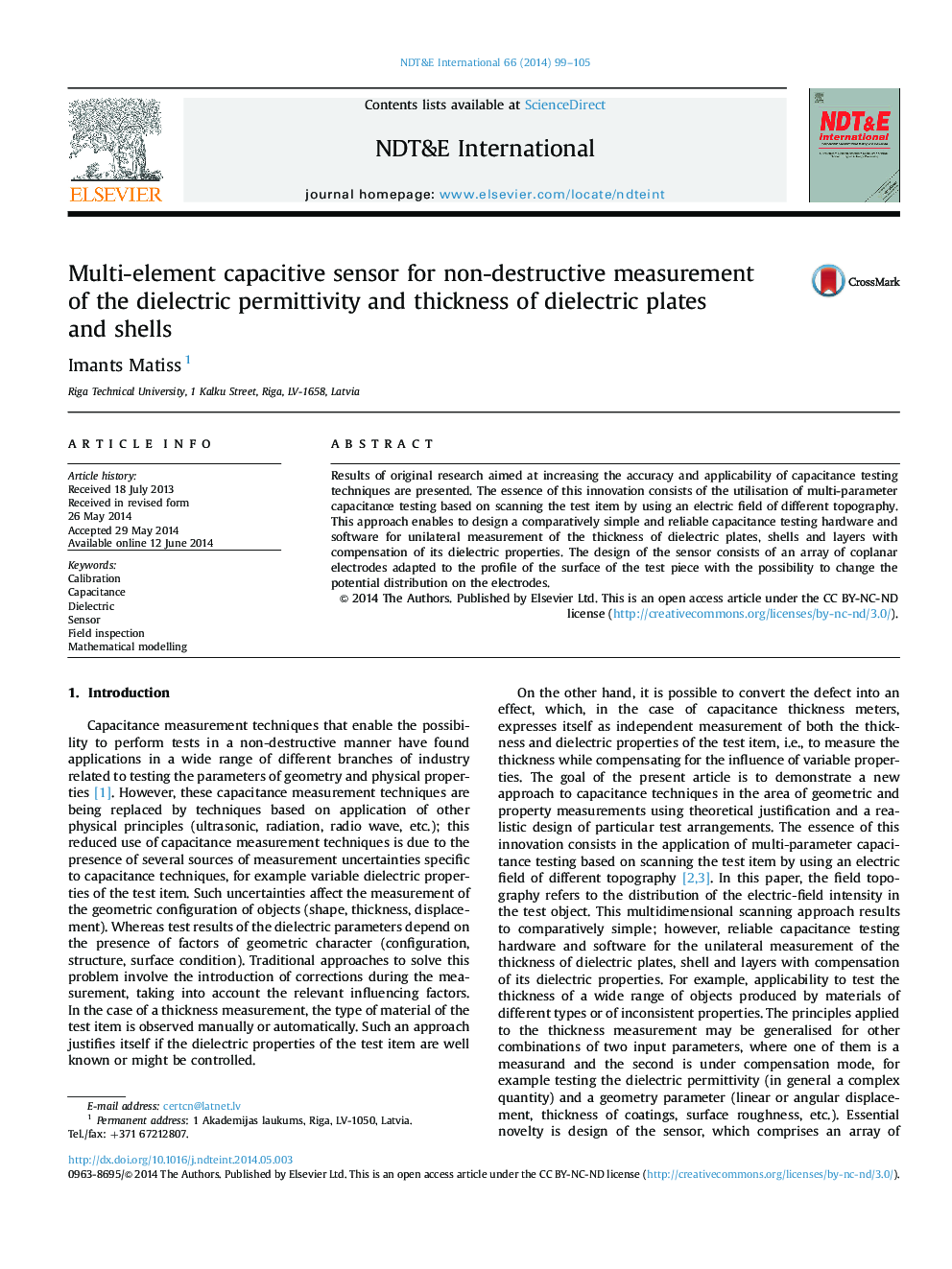 Multi-element capacitive sensor for non-destructive measurement of the dielectric permittivity and thickness of dielectric plates and shells