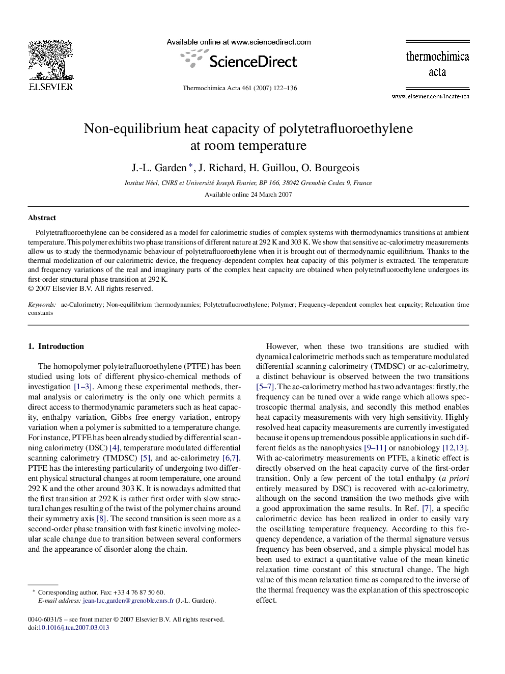 Non-equilibrium heat capacity of polytetrafluoroethylene at room temperature