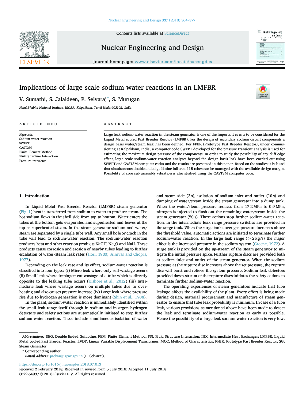 Implications of large scale sodium water reactions in an LMFBR