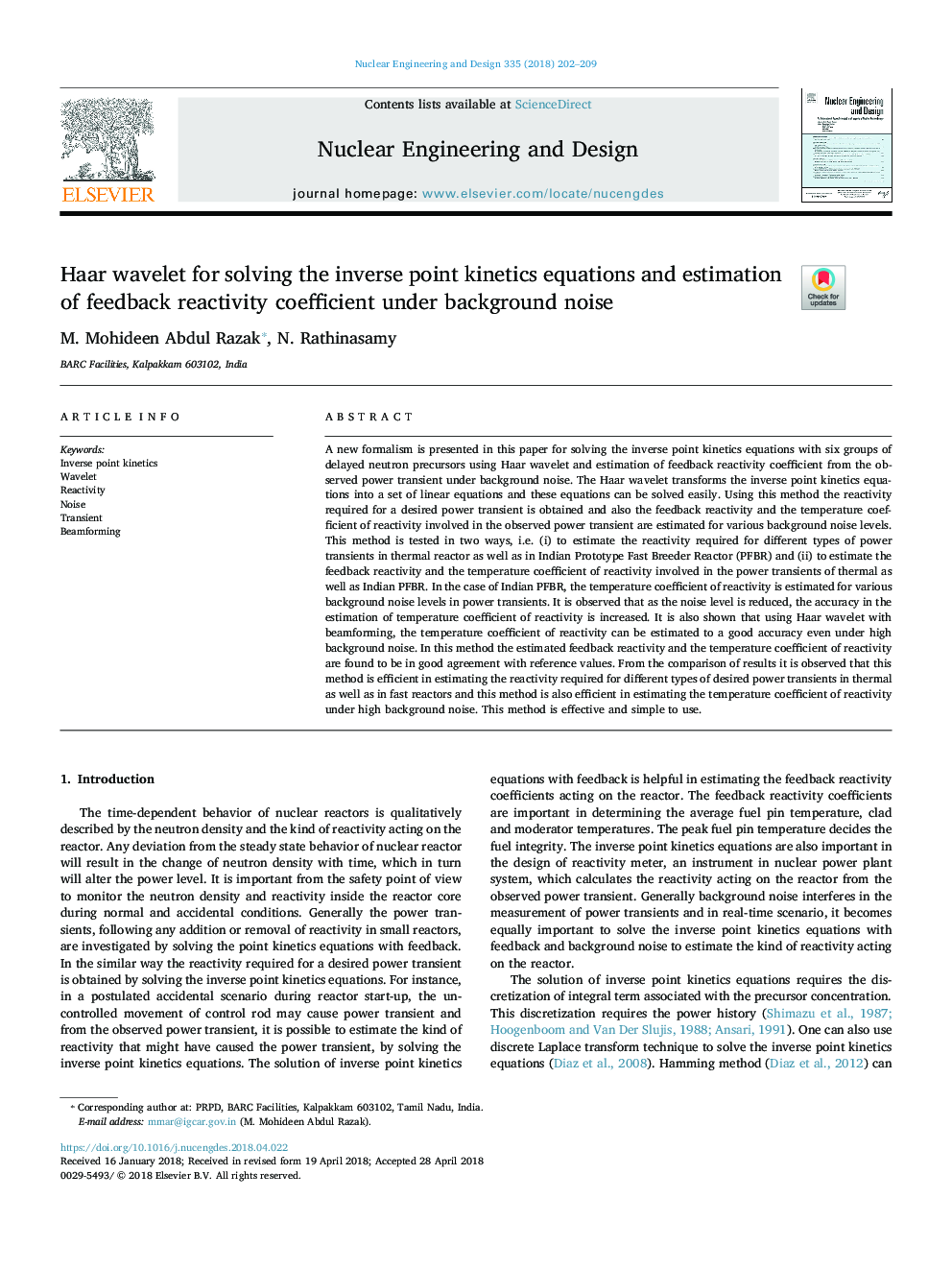 Haar wavelet for solving the inverse point kinetics equations and estimation of feedback reactivity coefficient under background noise