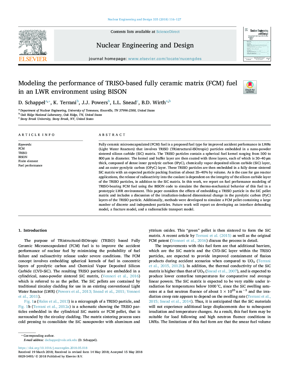 Modeling the performance of TRISO-based fully ceramic matrix (FCM) fuel in an LWR environment using BISON