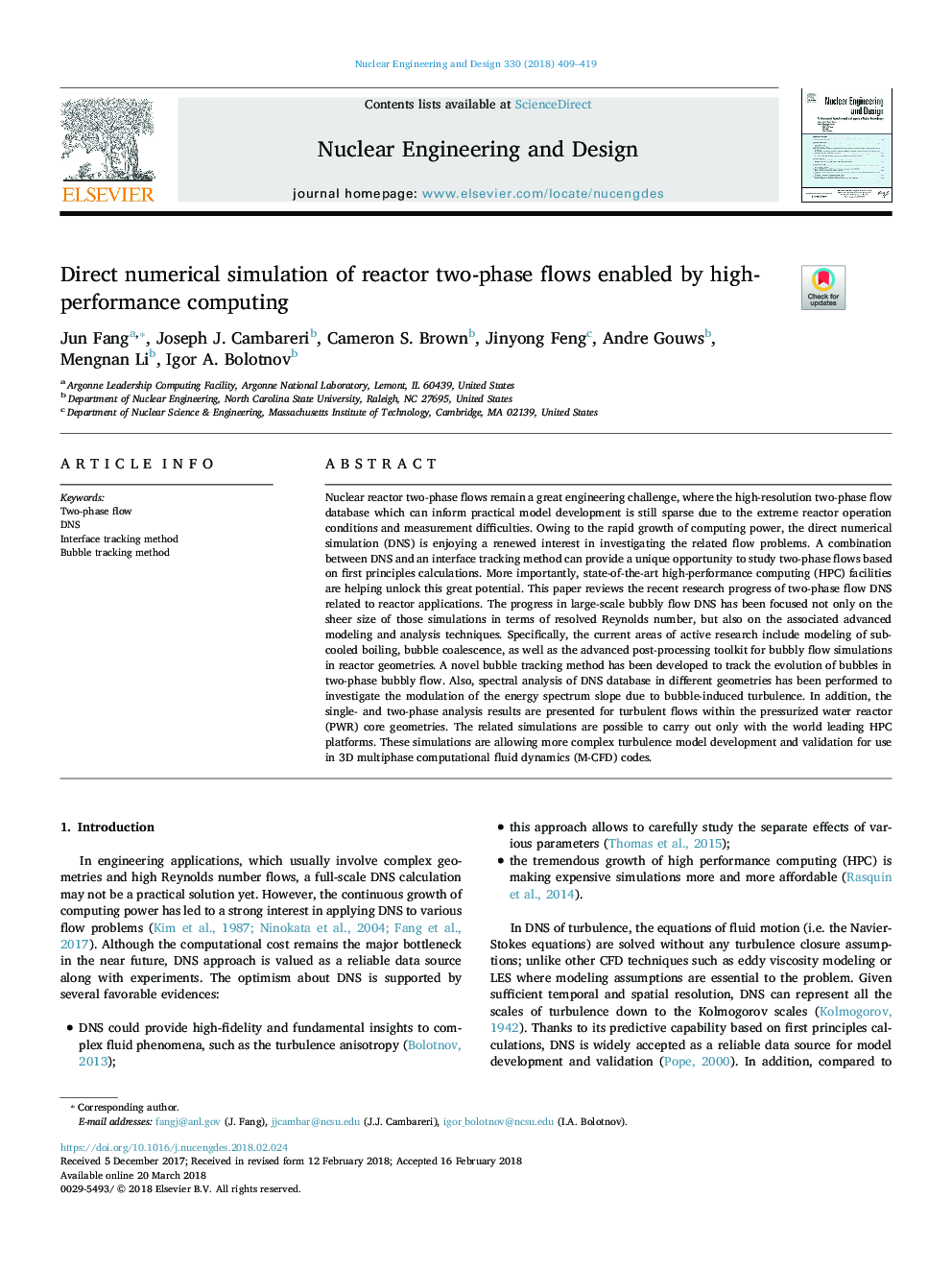 Direct numerical simulation of reactor two-phase flows enabled by high-performance computing