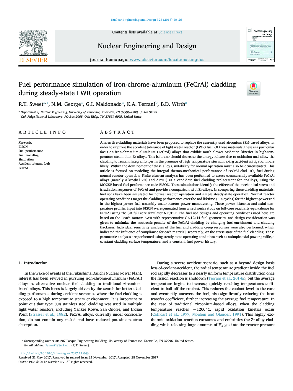 Fuel performance simulation of iron-chrome-aluminum (FeCrAl) cladding during steady-state LWR operation