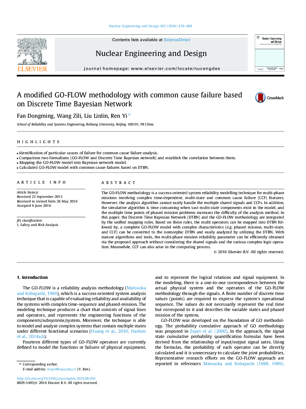 A modified GO-FLOW methodology with common cause failure based on Discrete Time Bayesian Network