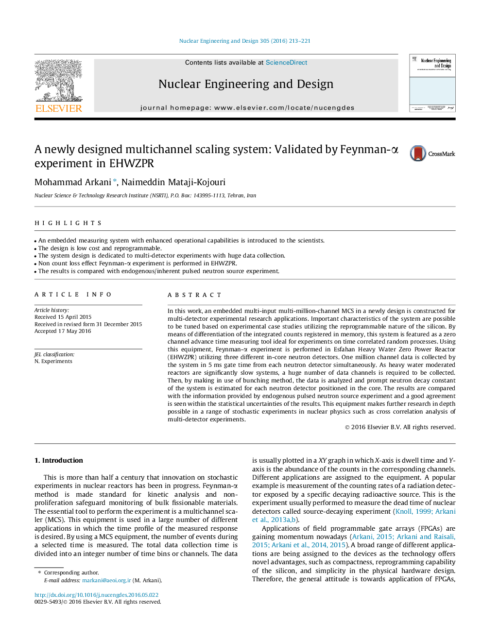 A newly designed multichannel scaling system: Validated by Feynman-Î± experiment in EHWZPR