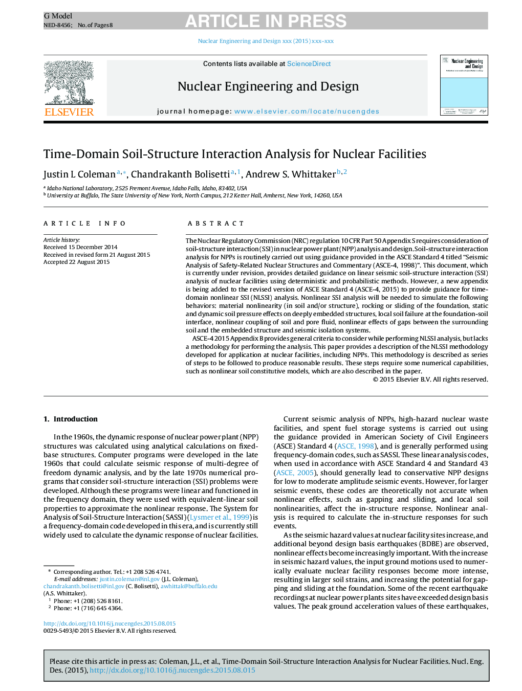 Time-domain soil-structure interaction analysis of nuclear facilities