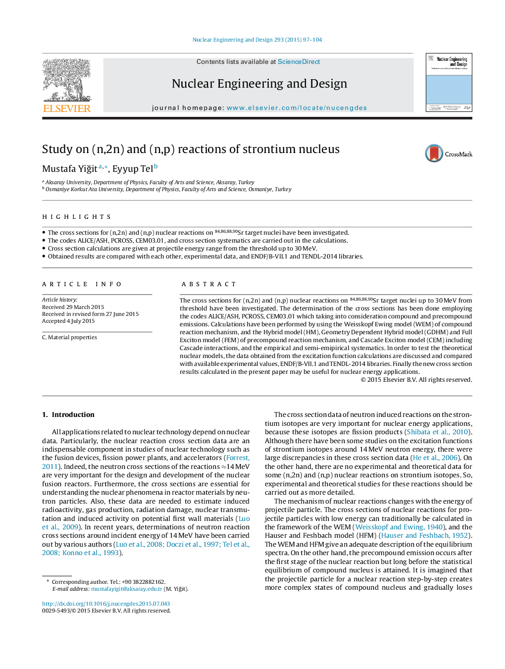 Study on (n,2n) and (n,p) reactions of strontium nucleus