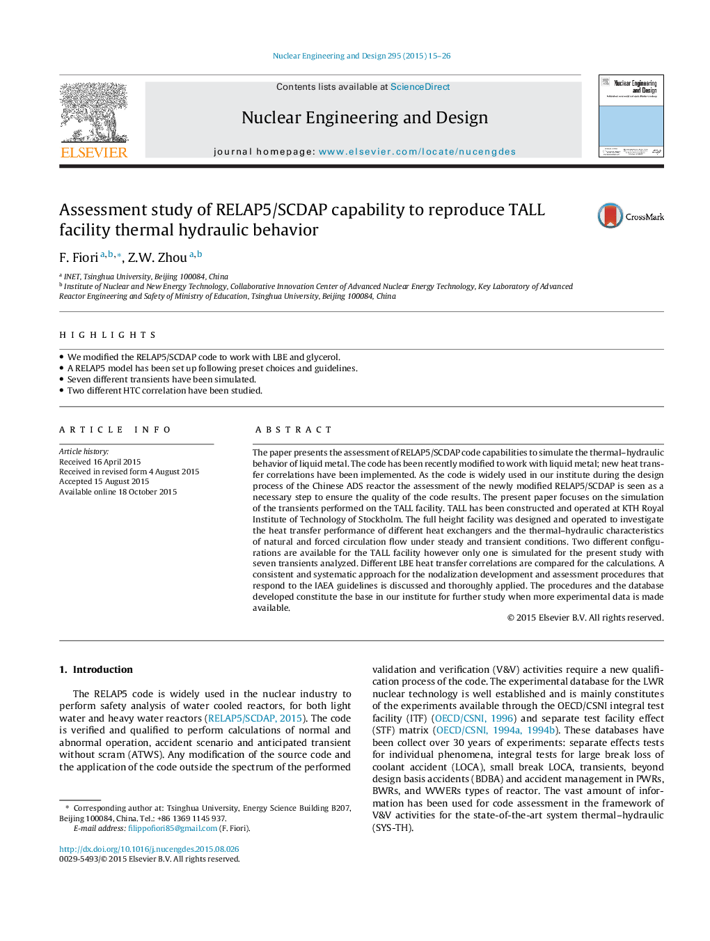 Assessment study of RELAP5/SCDAP capability to reproduce TALL facility thermal hydraulic behavior