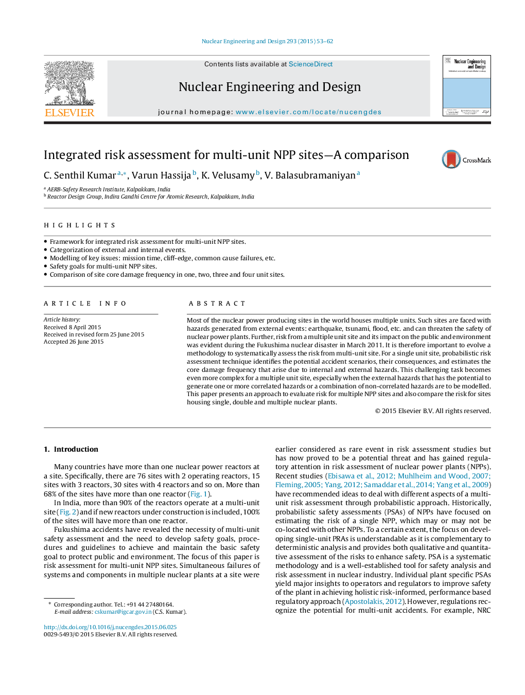 Integrated risk assessment for multi-unit NPP sites-A comparison