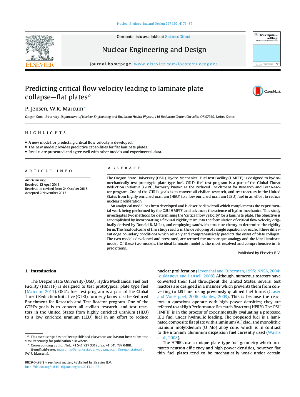 Predicting critical flow velocity leading to laminate plate collapse-flat plates