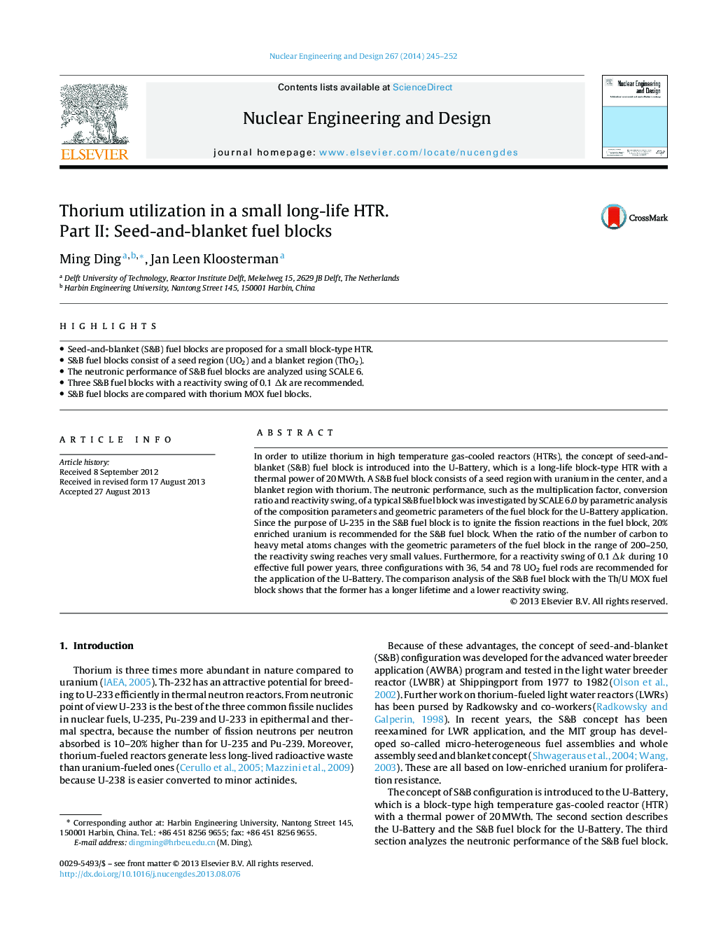 Thorium utilization in a small long-life HTR. Part II: Seed-and-blanket fuel blocks