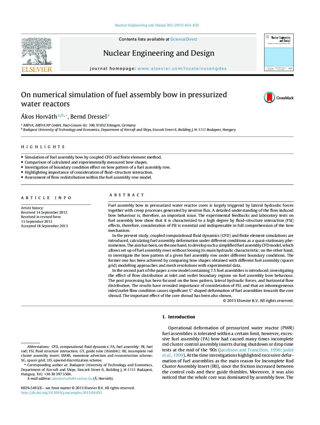 On numerical simulation of fuel assembly bow in pressurized water reactors