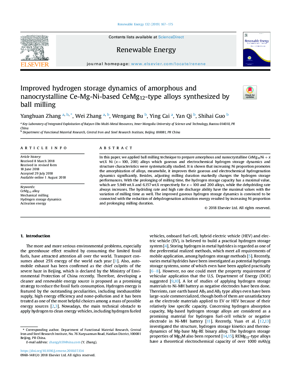 Improved hydrogen storage dynamics of amorphous and nanocrystalline Ce-Mg-Ni-based CeMg12-type alloys synthesized by ball milling