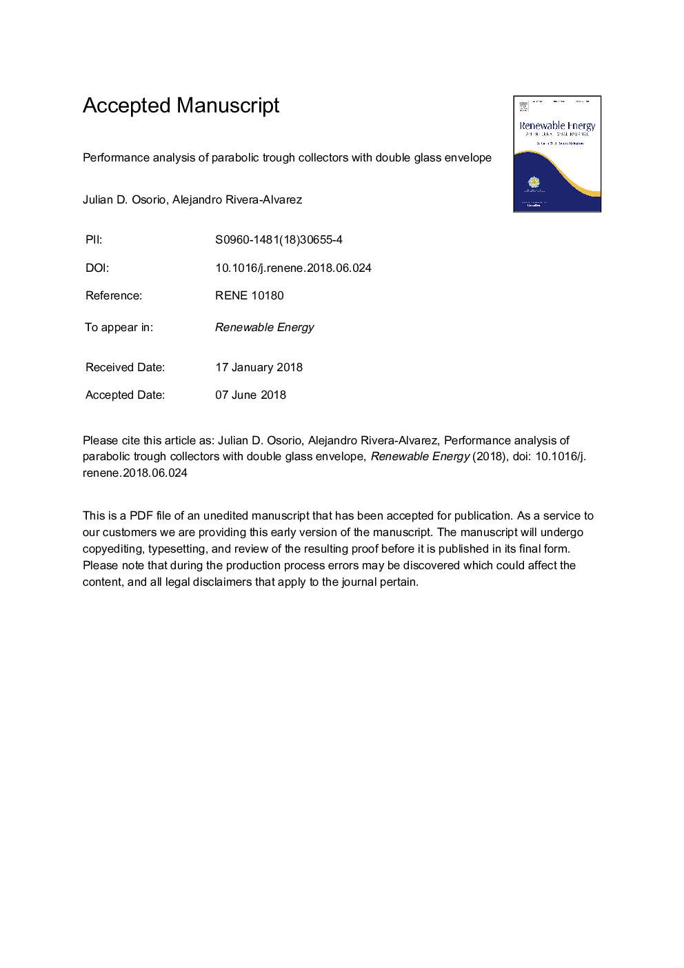 Performance analysis of Parabolic Trough Collectors with Double Glass Envelope