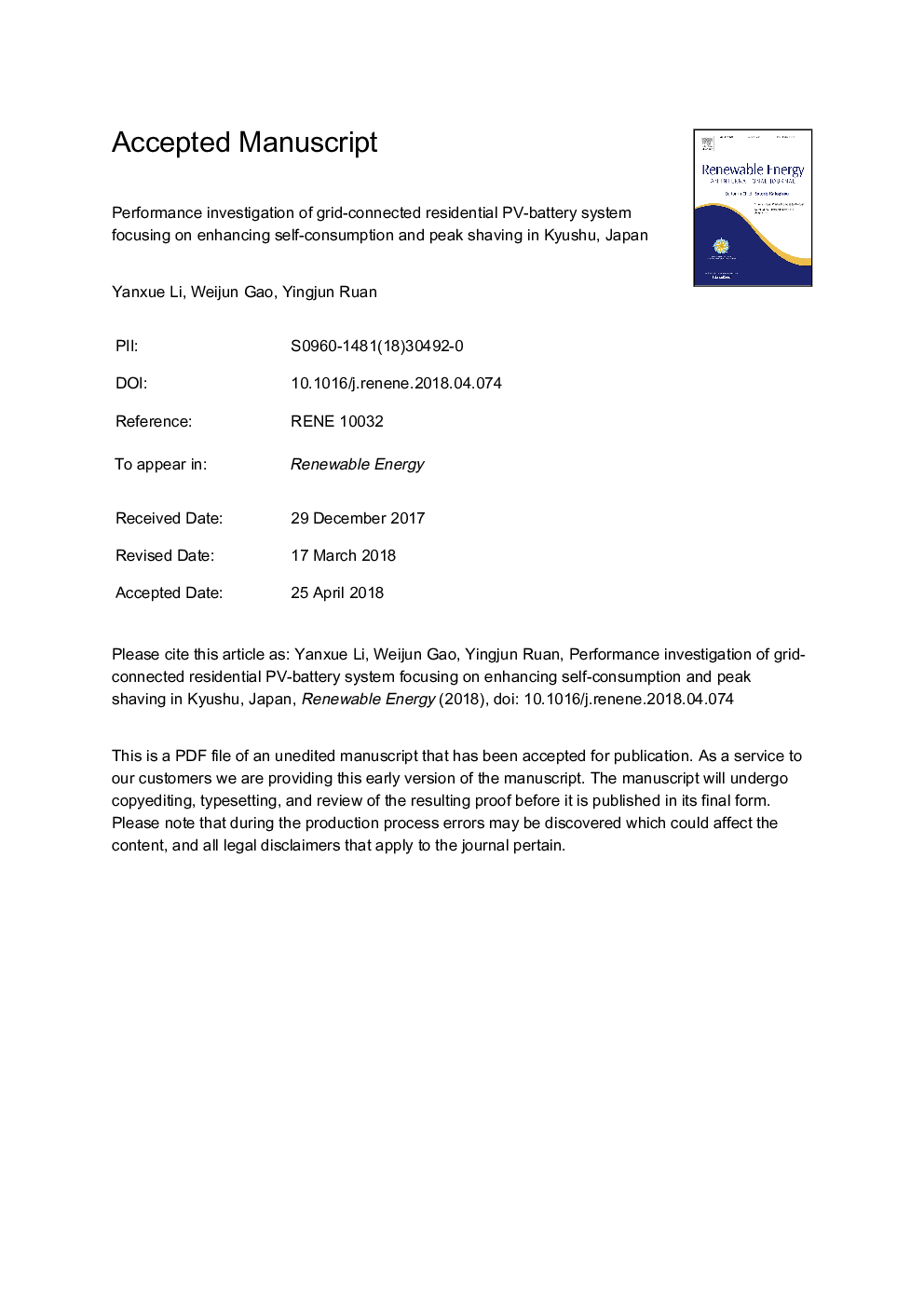 Performance investigation of grid-connected residential PV-battery system focusing on enhancing self-consumption and peak shaving in Kyushu, Japan