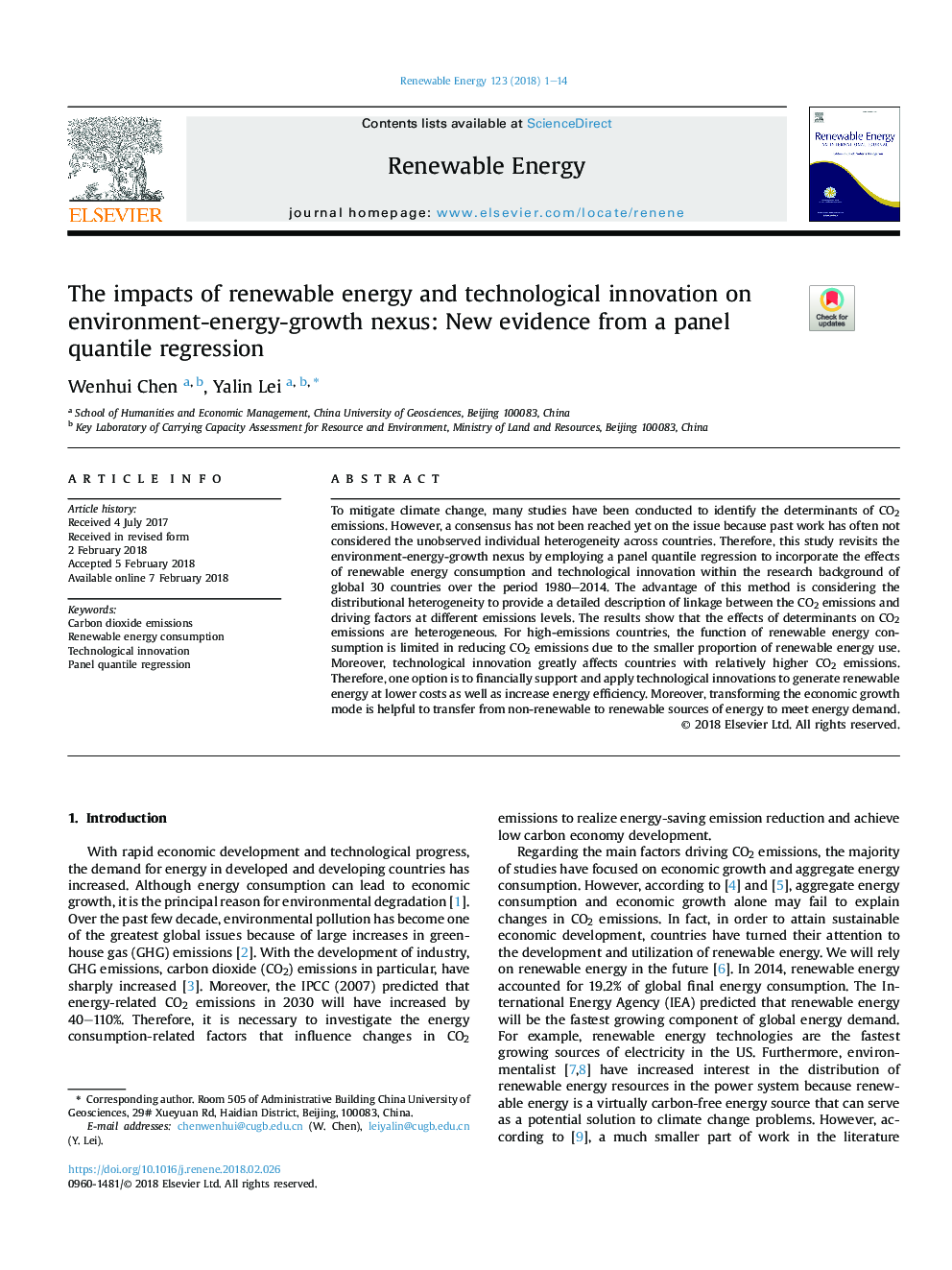 The impacts of renewable energy and technological innovation on environment-energy-growth nexus: New evidence from a panel quantile regression