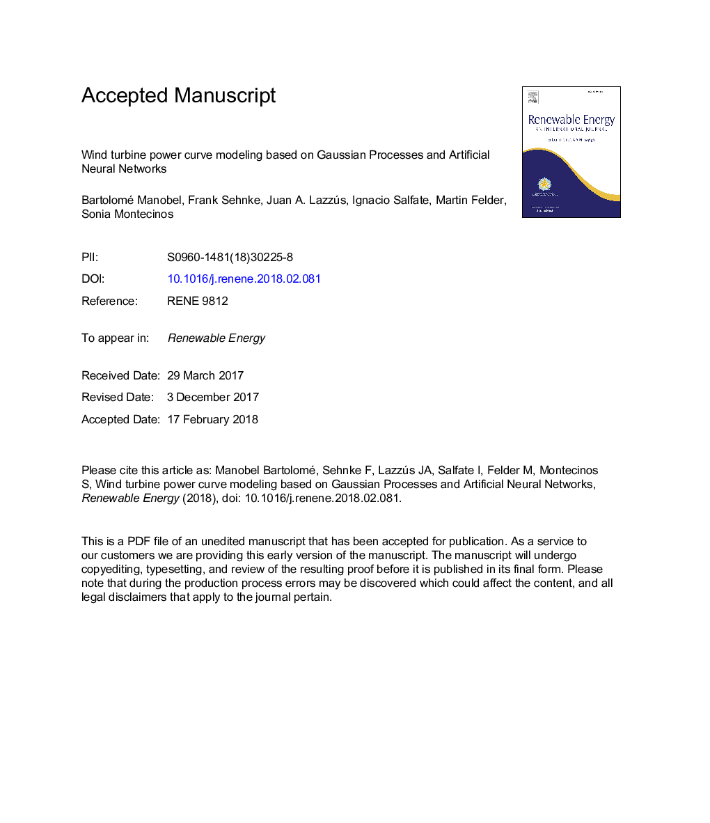 Wind turbine power curve modeling based on Gaussian Processes and Artificial Neural Networks