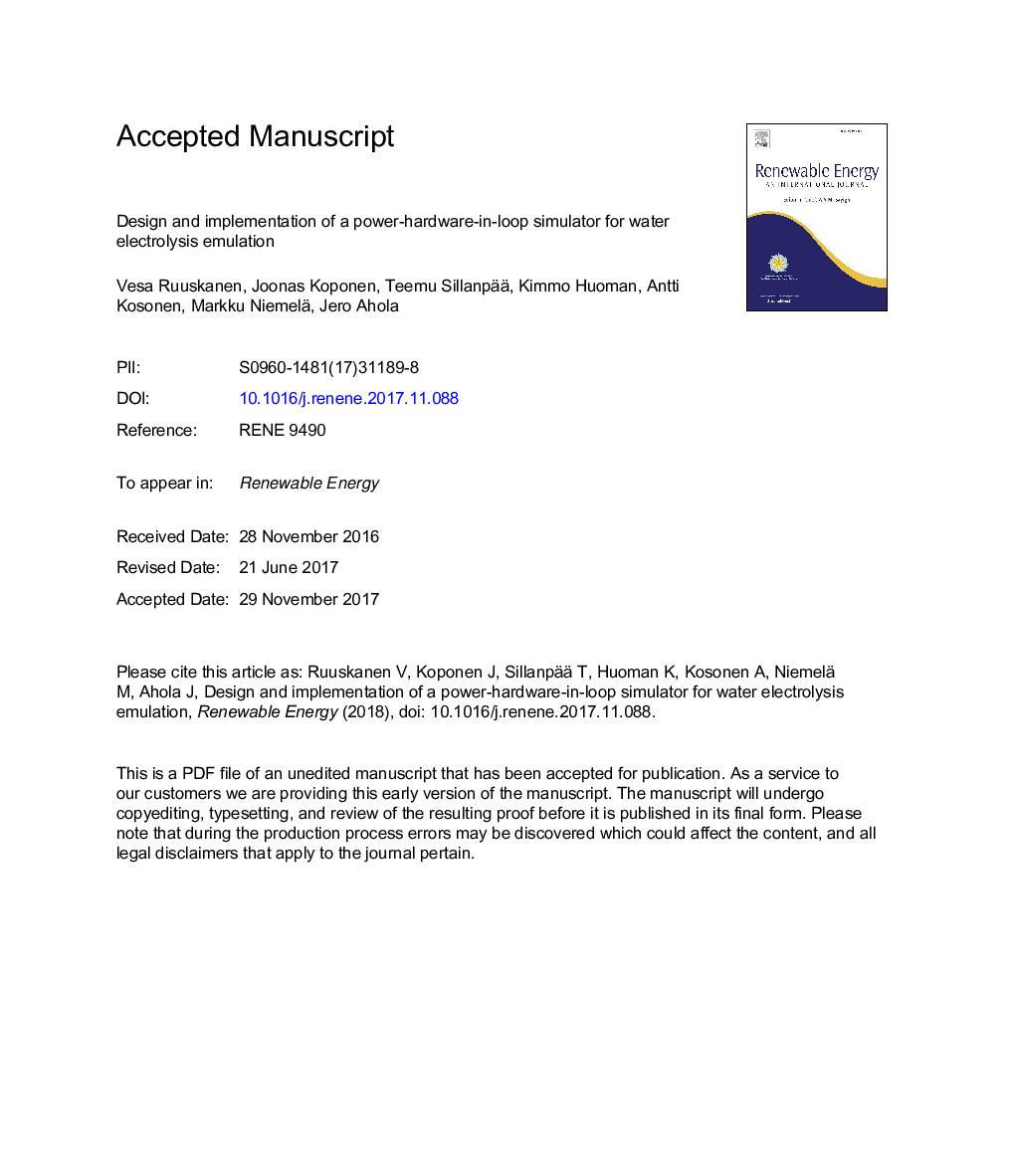 Design and implementation of a power-hardware-in-loop simulator for water electrolysis emulation